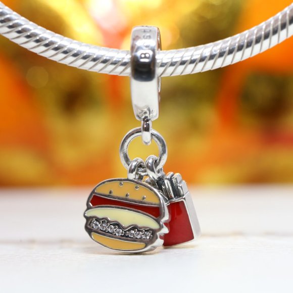 PANDORA Burger & Fries Charm 797211ENMX - Picture 1 of 4